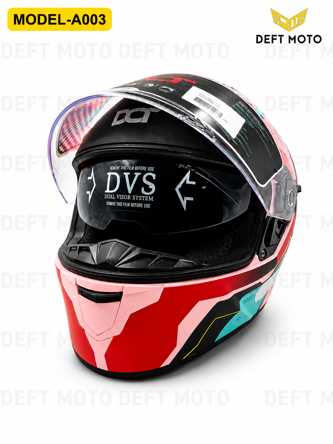 DEFT MOTO MODEL-A003 integral moto shlem, Dual Visor System, pushti-qizil rang - 2