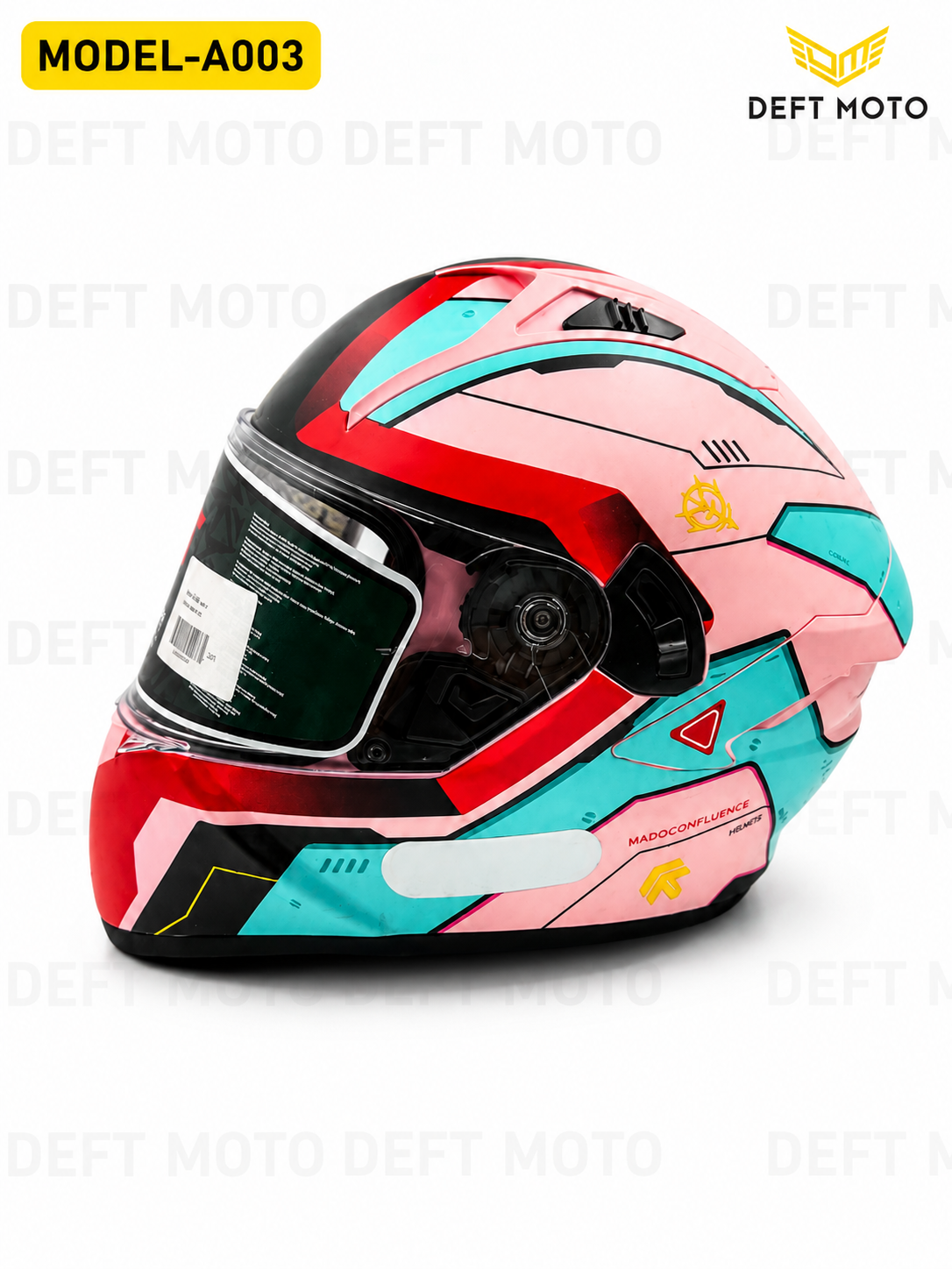 DEFT MOTO MODEL-A003 integral moto shlem, Dual Visor System, pushti-qizil rang - 4