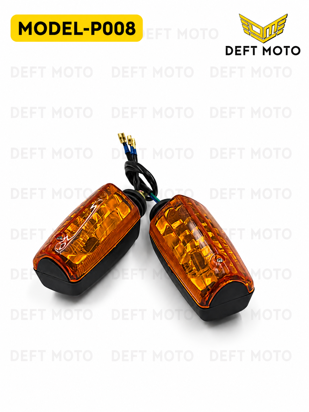 Mototsikl uchun burilish chiroqlari DEFT MOTO MODEL-P008, to‘q sariq, 2 dona