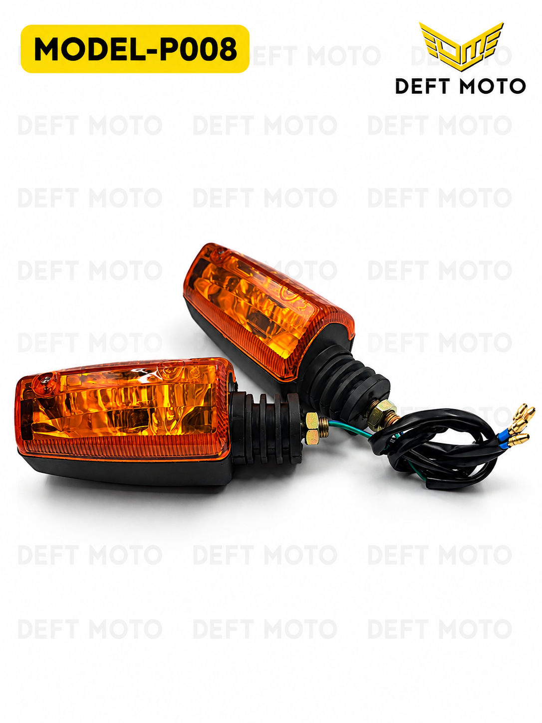 Mototsikl uchun burilish chiroqlari DEFT MOTO MODEL-P008, to‘q sariq, 2 dona - 2